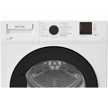 Uscator de rufe Arctic DAPLH840W, Pompa de caldura, 8 kg, 15 Programe, Silent Inverter motor, Clasa A+++, Alb