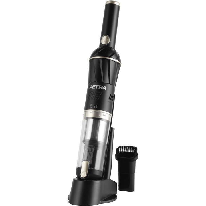 Aspirator de mana Petra Germania, 2 trepte putere, filtru lavabil HEPA, 11,1 V, rezervor 100 ml