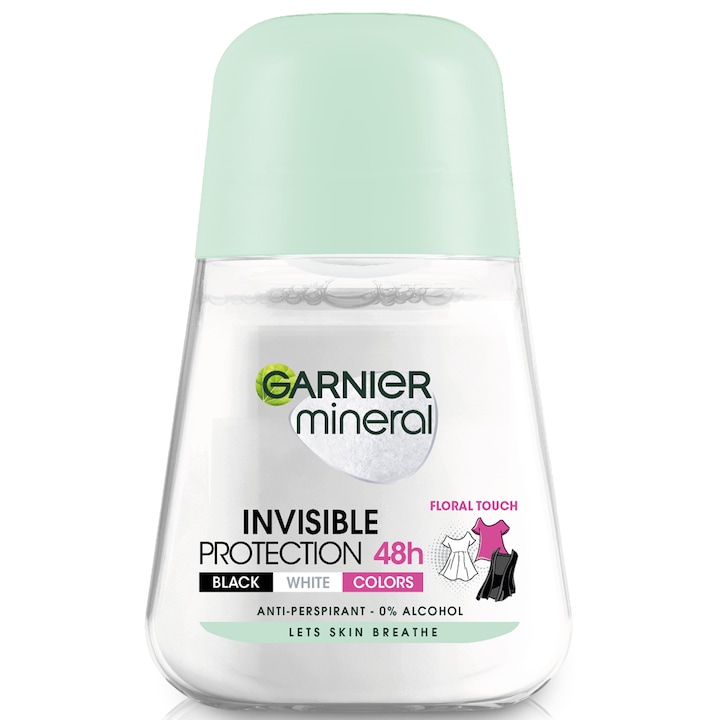 Deodorant antiperspirant roll-on Garnier Mineral Invisible Fresh pentru femei, 50 ml