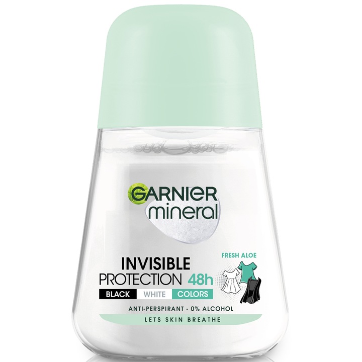 Deodorant antiperspirant roll-on Garnier Mineral Invisible pentru femei, 50 ml