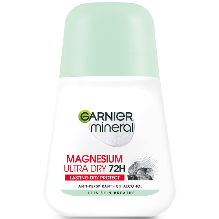 Дезодорант рол-он Garnier Mineral Magnesium Ultra Dry, Против изпотяване, За жени, 50 мл