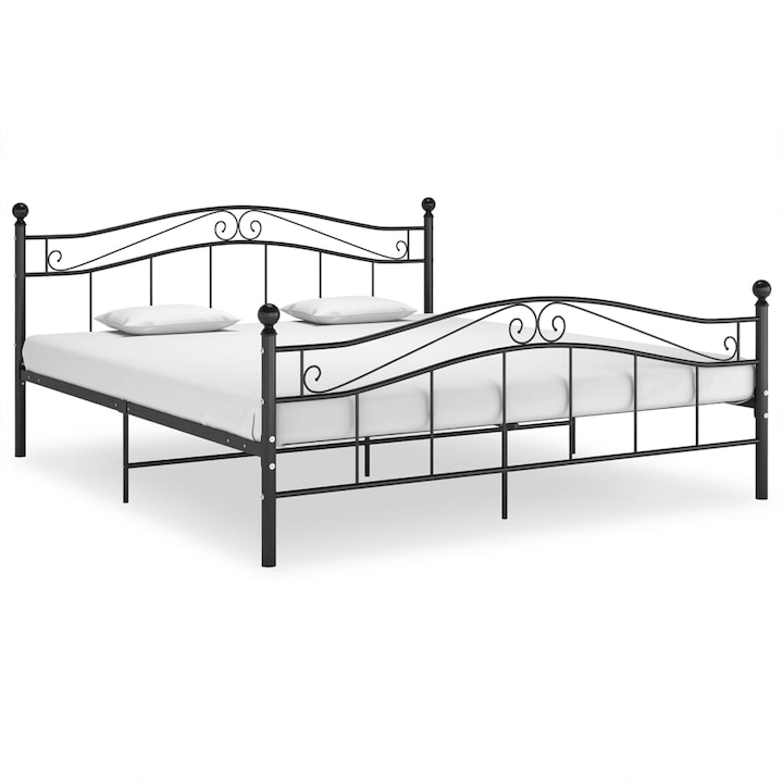 Cadru de pat vidaXL, negru, 180x200 cm, metal, 20 kg