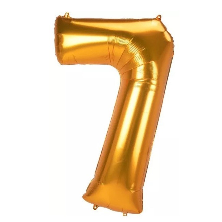 Фолиев балон златен номер 7 134см