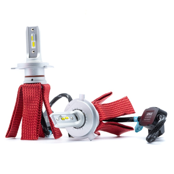 Set 2 becuri far, EinParts Automotive, LED, H4, Octopus, 6000K, CANbus, Alb rece