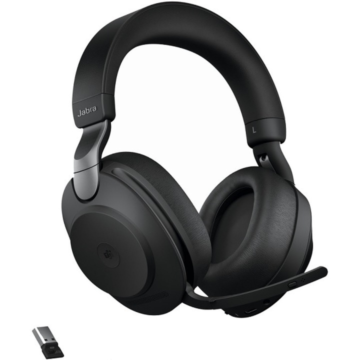 Jabra Evolve2 85 MS Vezeték nélküli fejhallgató mikrofonnal, USB-A, fekete