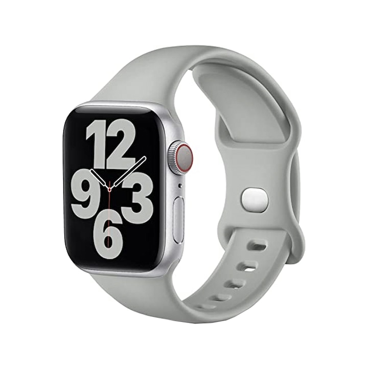 Curea Ceas SmartWatch pentru Apple Watch Ultra 49 mm, Silky Silicone, Comfy to Wear, Bratara Magnetica, Gri