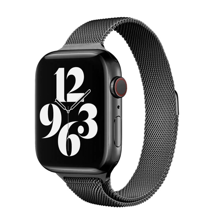 Curea Ceas SmartWatch pentru Apple Watch 8 41 mm, Stainless Steel Strap, Metal Design, Comfy to Wear, Bratara Magnetica, Black