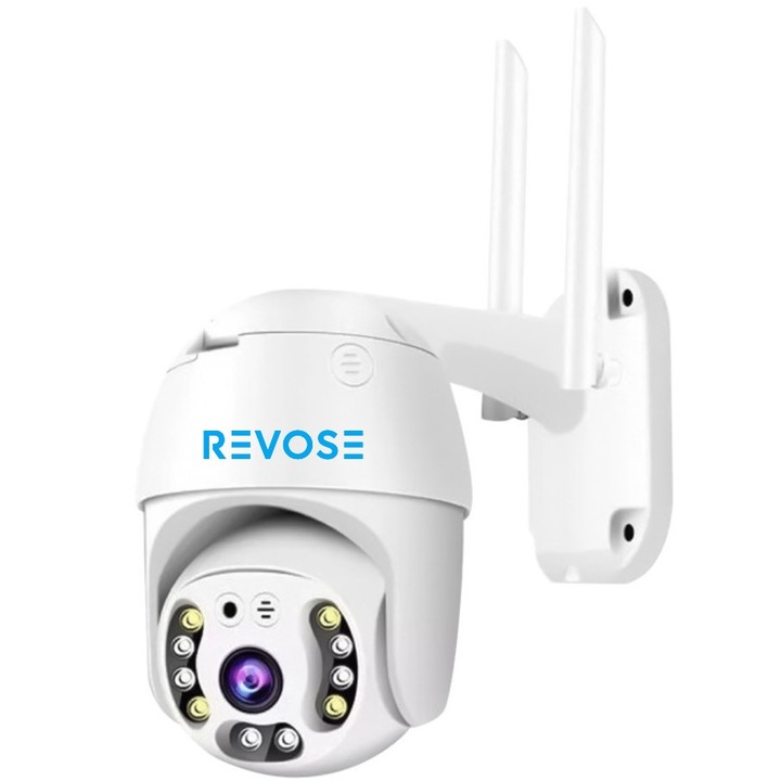 Térfigyelő Kamera 5MP REVOSE™ 2560x1920, Dedikált Alkalmazás, Intelligens Nyomkövető, PTZ, WIFI, Lan, AP hotspot, Micro SD, Forgatás, Mozgásriasztás, Beltéri és Kültéri, Fehér