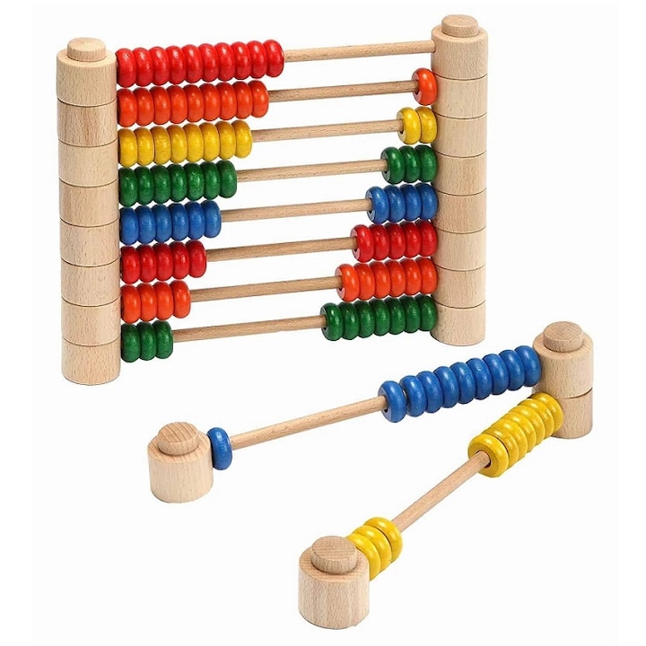 Abac modular, Joc educativ din lemn cu bile din plastic multicolore, + 3 ani