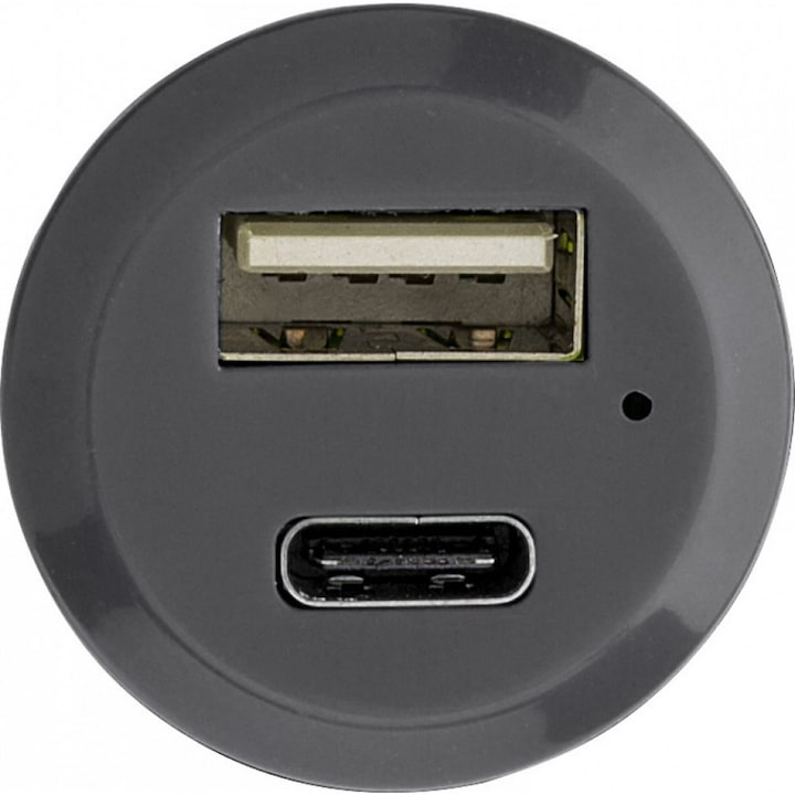 Kis autós töltő, USB-vel és USB C-vel, 5v 3A, fekete