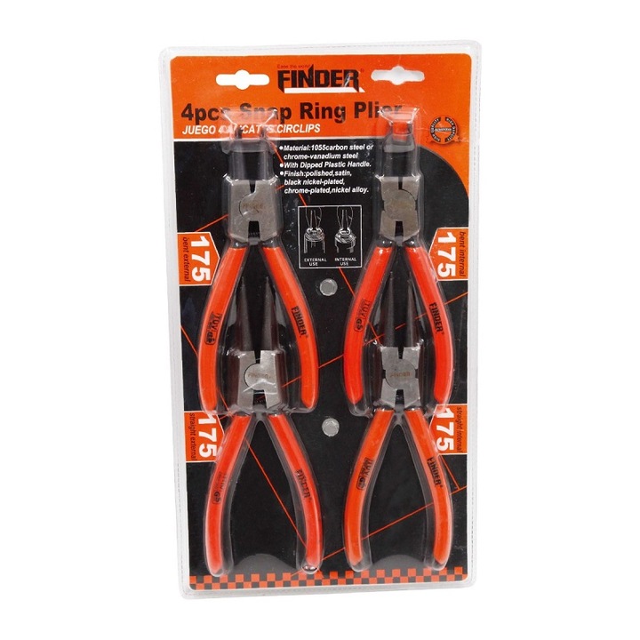 Set 4 Clesti pentru sigurante, Finder, Gri/portocaliu