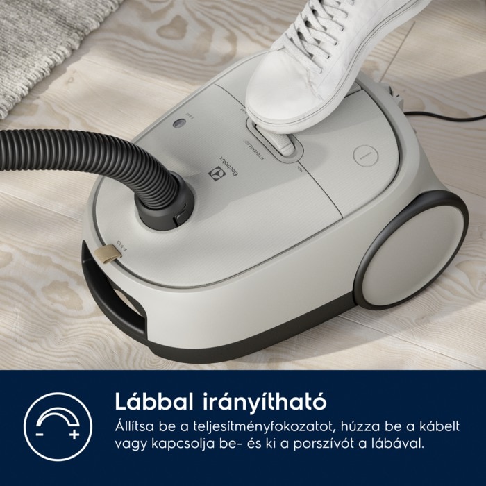 Aspirator cu sac Electrolux Hygienic 600 EB61H6SW, 850W, capacitate sac 3.5L, nivel de zgomot 73 dB, alb