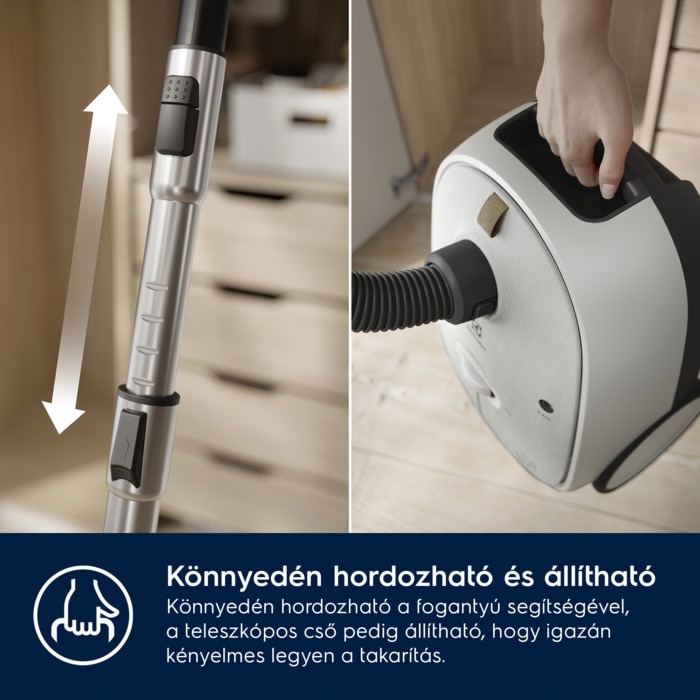 Aspirator cu sac Electrolux Hygienic 600 EB61H6SW, 850W, capacitate sac 3.5L, nivel de zgomot 73 dB, alb