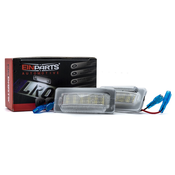 Set 2 x Lampa LED numar inmatriculare EinParts Automotive pentru Mercedes-Benz / VW / Dodge, 6000K, Transparent