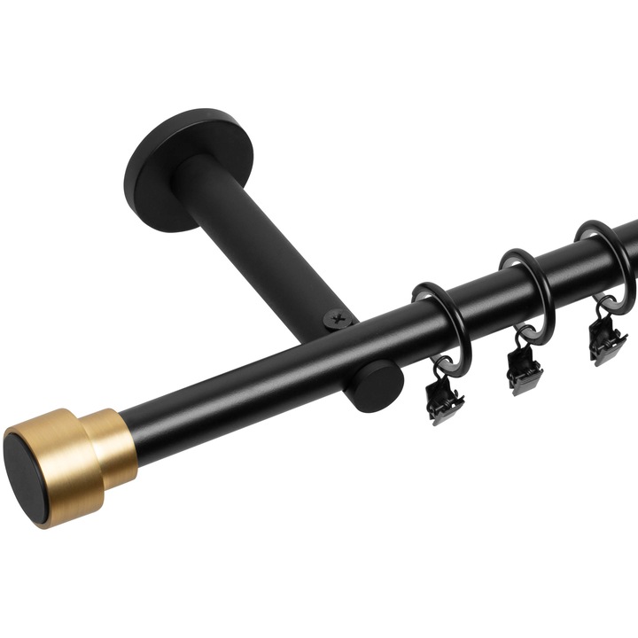 Galerie metalica moderna singulara 19mm Slick Alama Negru mat 300 cm