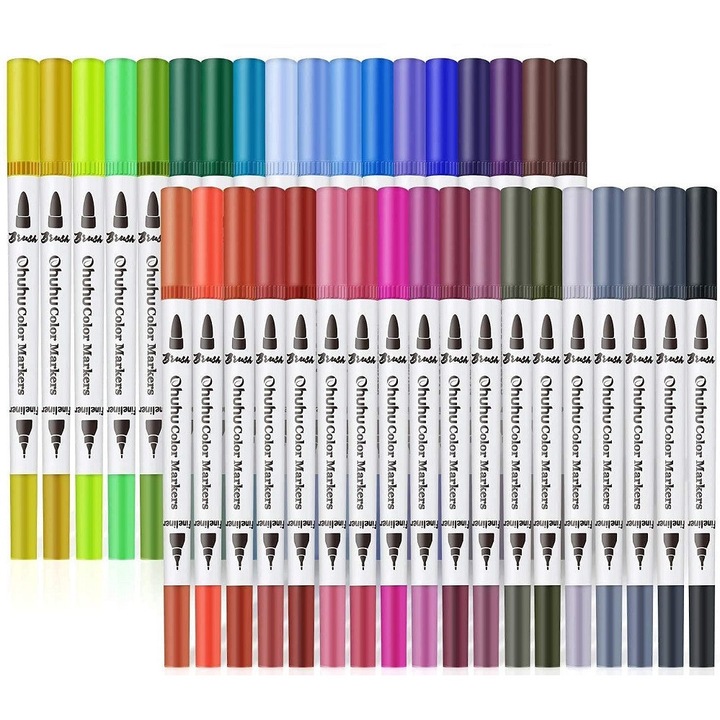 Set 36 markere duble Ohuhu, multicolore