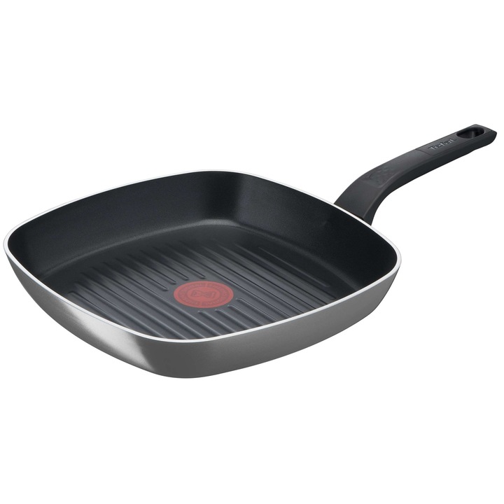 Tigaie grill Tefal Easy Plus, 26X26 cm, invelis antiaderent din titan, indicator Thermo-Signal, negru