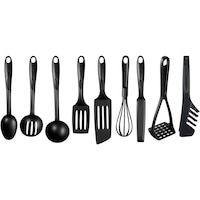 Set 9 ustensile bucatarie Tefal Bienvenue, termorezistente, nylon/fibra de sticla, negru