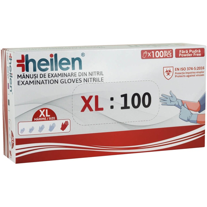 Manusi Heilen nitril nepudrate albastru XL