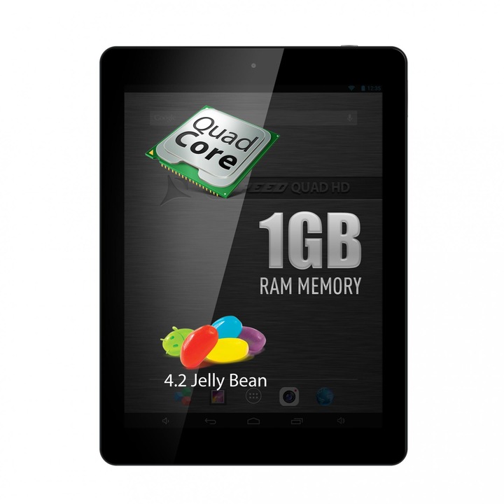 Allview 3 Speed Quad HD tablet, Cortex A7 Quad-Core 1.0GHz-es processzorral, 9.7", 1GB DDR3, 8GB, Multi-Touch, Android 4.2 Jelly Bean, Fekete