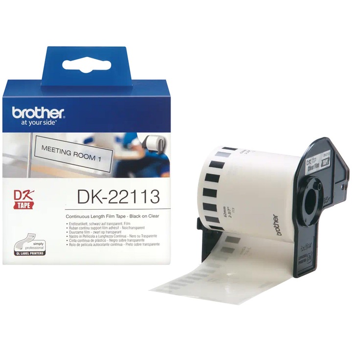 Rola Etichete Brother DK22113 Film Clear Film Tape, 62mm X 15.24 m
