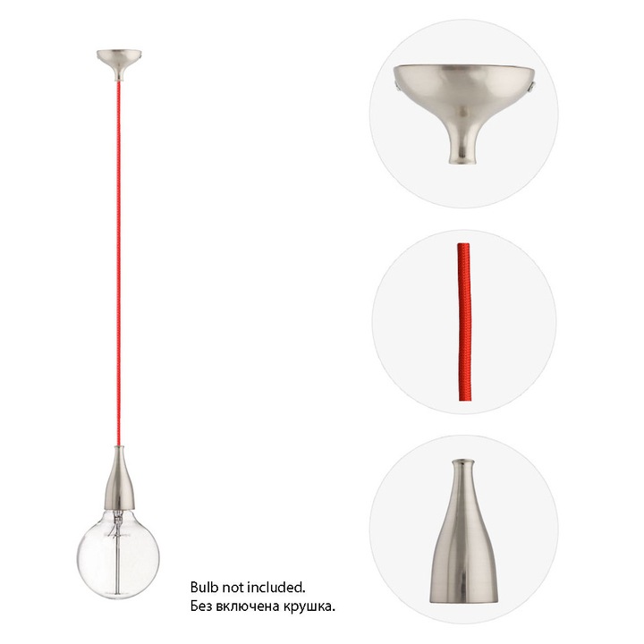 Пендел Electro Style Drop, Матиран Хром, Червен кабел