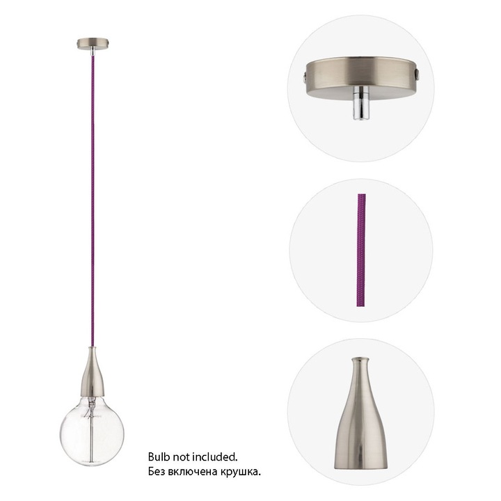 Пендел Electro Style Drop, Матиран Хром, Лилав кабел, Е27