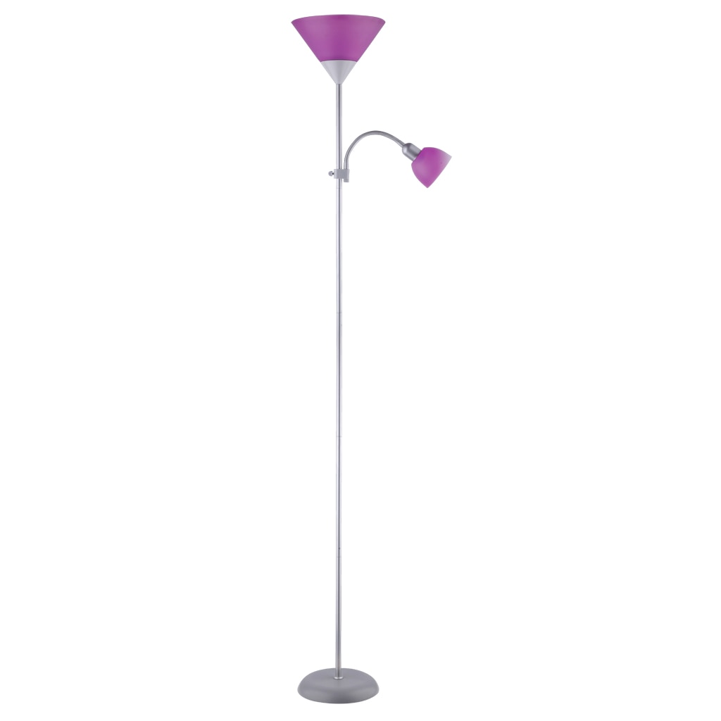 Lampadar cu brat Rabalux Action, abajur din plastic, H180cm, mov