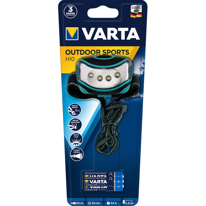Челник Varta 16630, LEDx4, 3AAA батерии