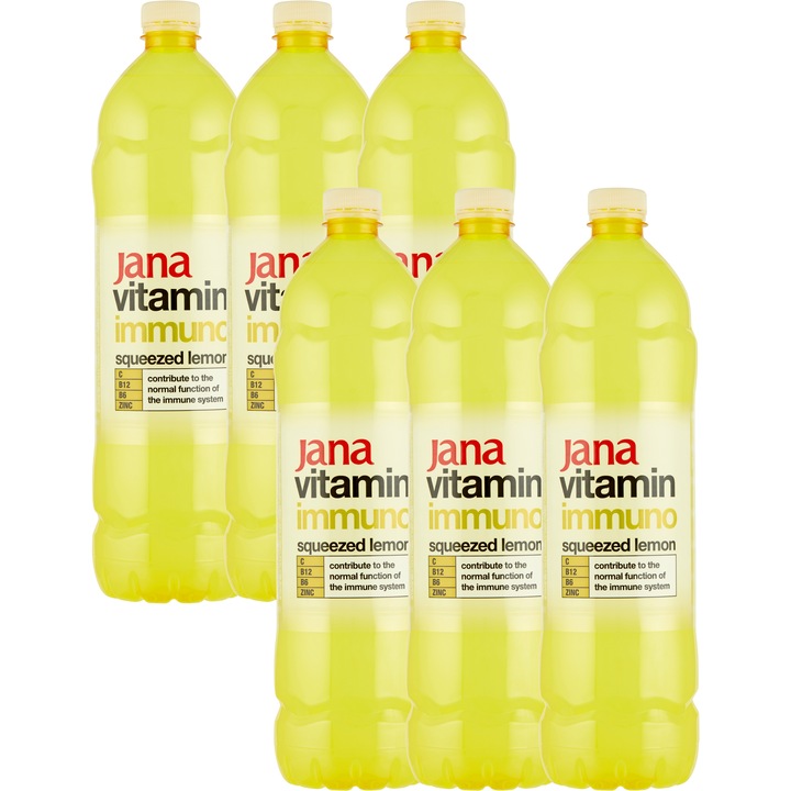 Jana Vitamin Immuno citrom ízű szénsavmentes üdítőital cukorral és édesítőszerrel, 6x1.5l