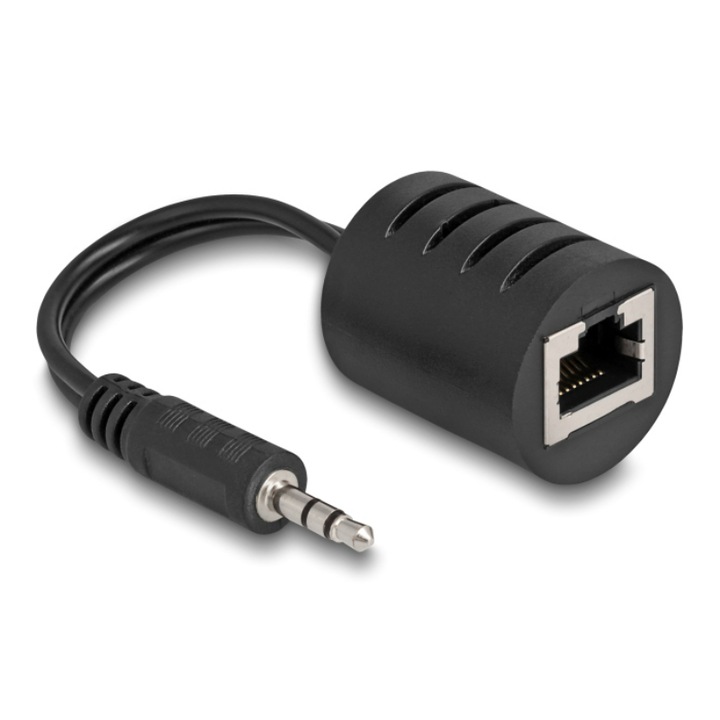 Комплект от 2 аудио удължителя, Delock, жак 3,5 мм мъжки към RJ45, PVC, черен