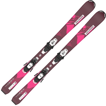 Schiuri Salomon L LUX Jr S + C5 GW J75 PM, Copii, 110cm, bordeau