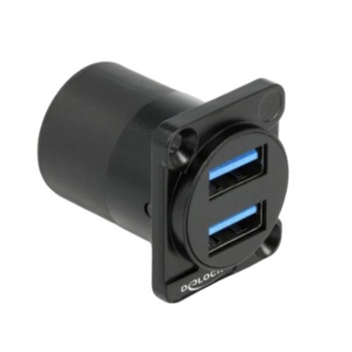Audiomodul, Delock, cink, 2x USB - 2x USB, 33x31x25 mm, fekete