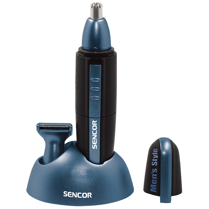 Sencor SNC 101BL fül- és orrszőrnyíró, mosható vágófejek, beépített világítás, 2 cserélhető fej - kék/fekete