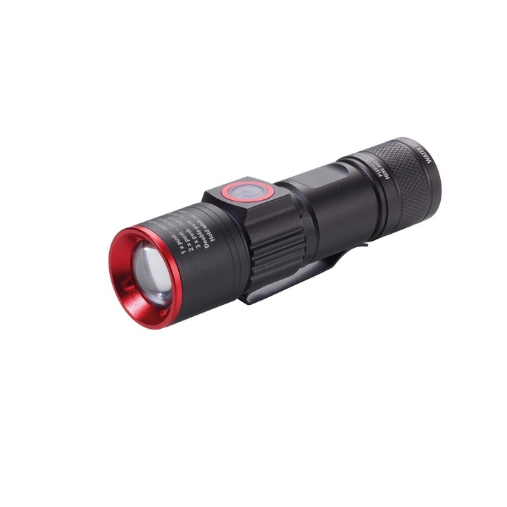 Фенер Troika, LED, USB, Черен/Червен