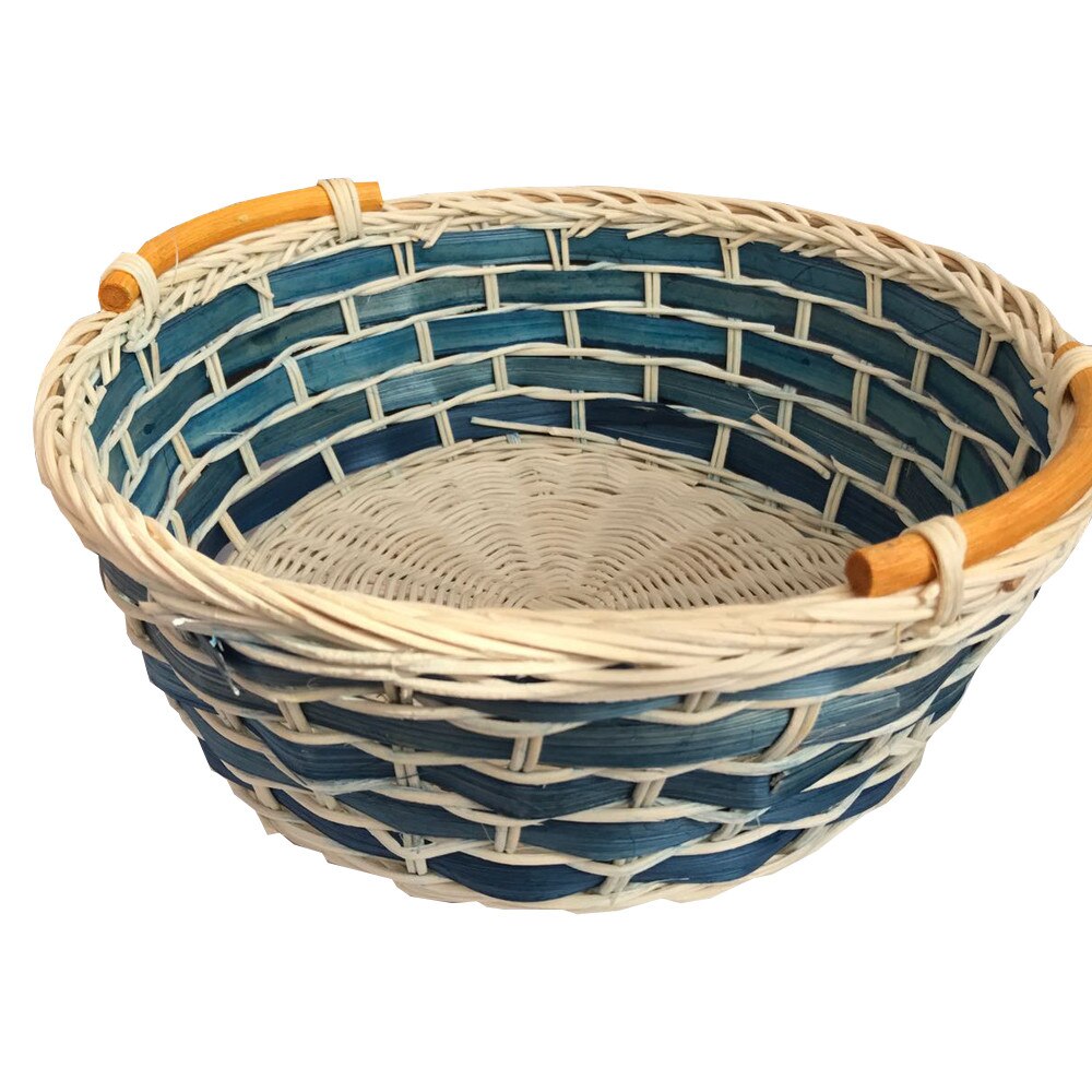 Cos decorativ din Ratan albastru 26x10 cm