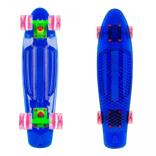 Penny board WORKER Transpy 400 22'' cu roti iluminate, albastru