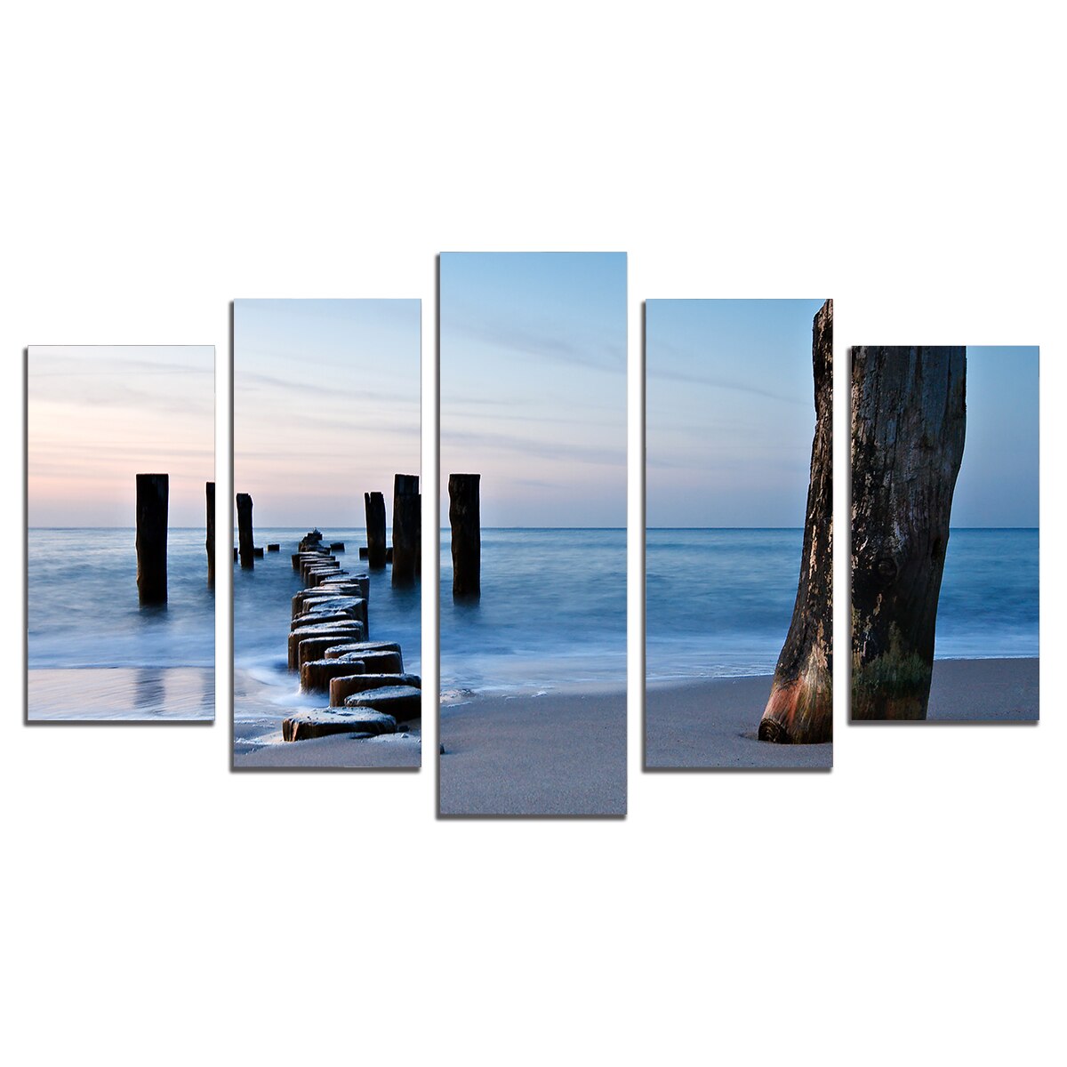Tablou Multicanvas, 5 Piese, Idila albastra, 158х90 cm