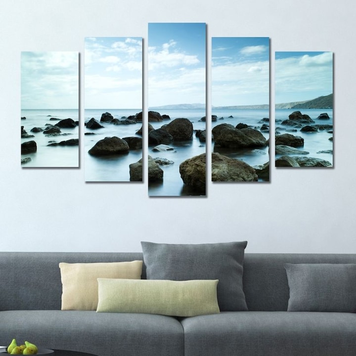 Картина-пано за стена Iwidecor, 5 части,Спящо море, PVC 5мм., Размер S 108x60 см.