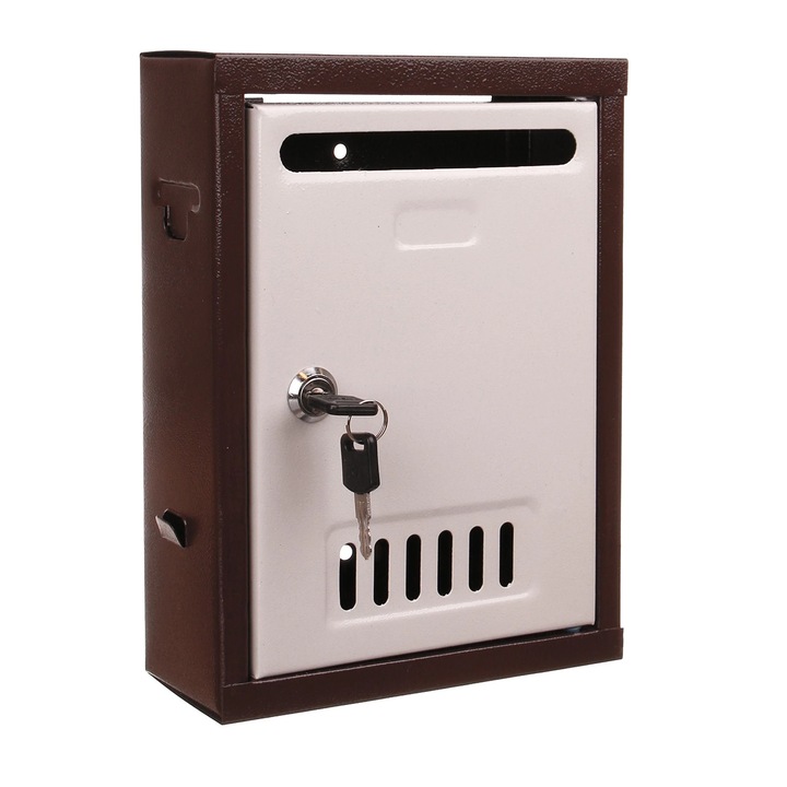 Cutie postala interior, Buildxelle, tip 3, tabla, cu cilindru, maro