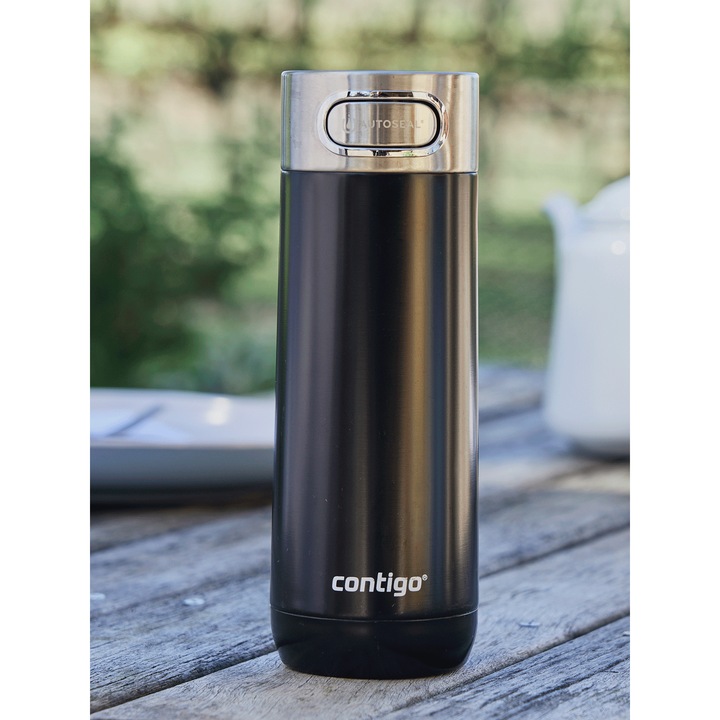 Cana termos, Contigo Luxe 470ml, Inox, Negru