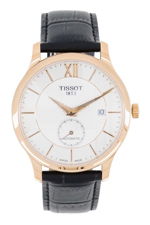 Tissot, Автоматичен часовник с кожена каишка, Златист, Черен