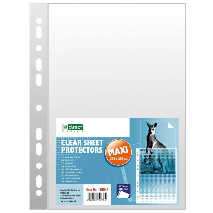 Folie de protectie D.Rect, 120 mic, Format A4, 25 Bucati, Transparent
