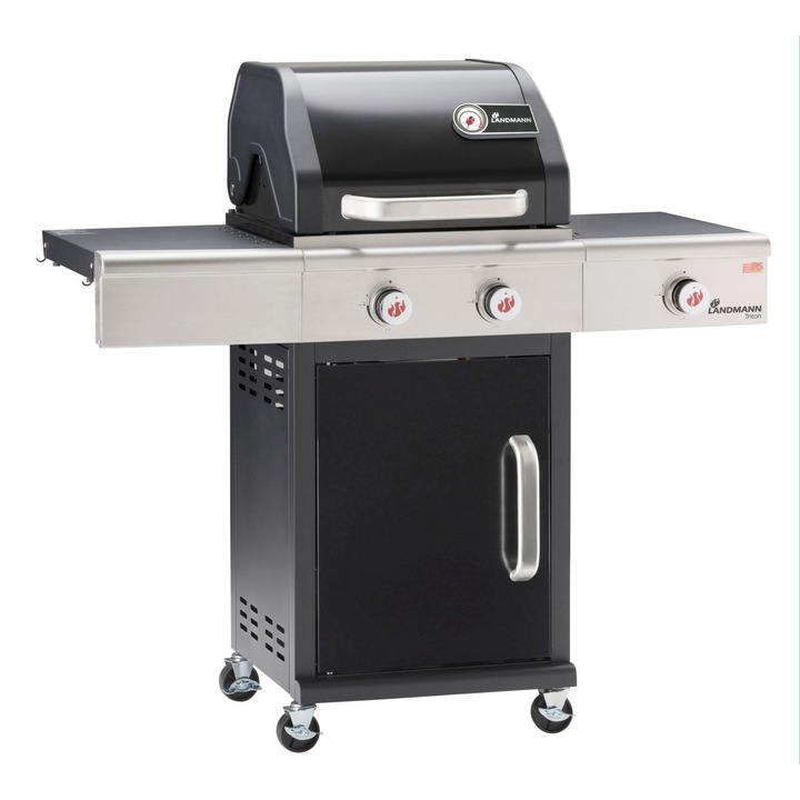 Барбекю 10 kW Triton Black PTS 2.1, Landmann, Газ, Стомана, 125x57x121 см, Черно/Сребристо