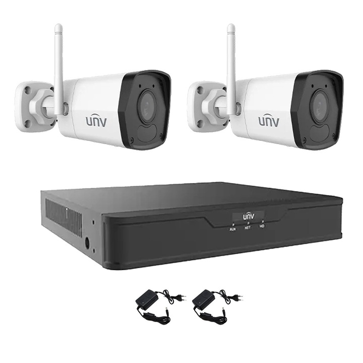 2 kamera 2MP Smart IR 30m Wi-Fi videó megfigyelő rendszer, mikrofon, 4 csatornás 4K NVR, tartozékok