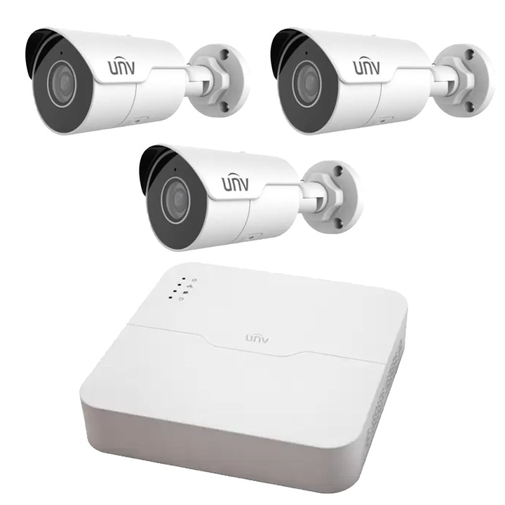 Kit Supraveghere full HD 1080P cu 4 Camere Exterior IR 20m + DVR 4 canale video / 1 canal audio + Accesorii