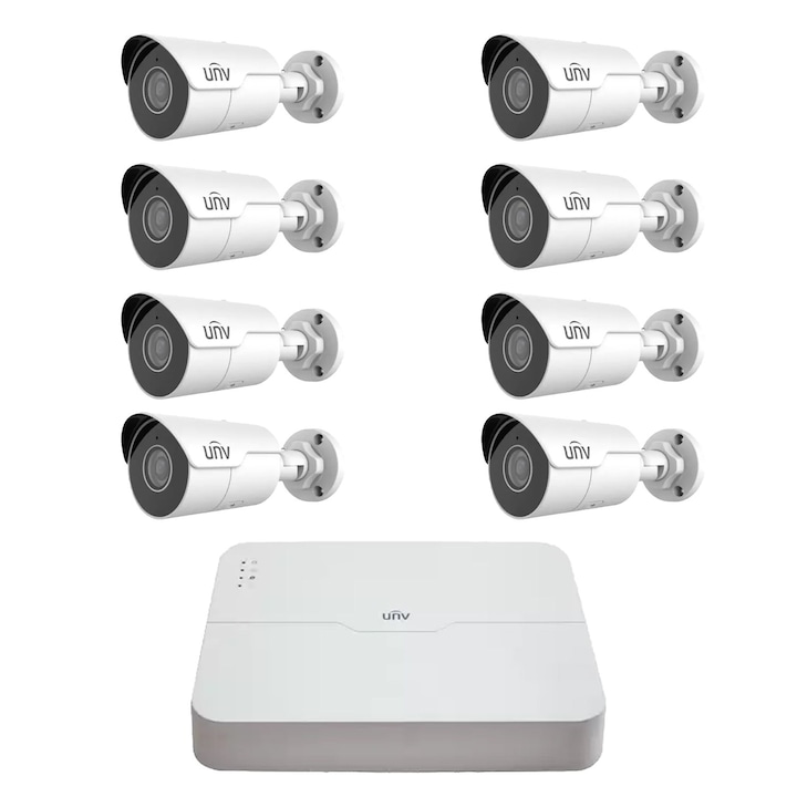 Pachet supraveghere video NVR PNI House IP716, 16 canale IP 4K, H.265, ONVIF si 12 camere PNI IP125 cu IP, 5MP, IP66