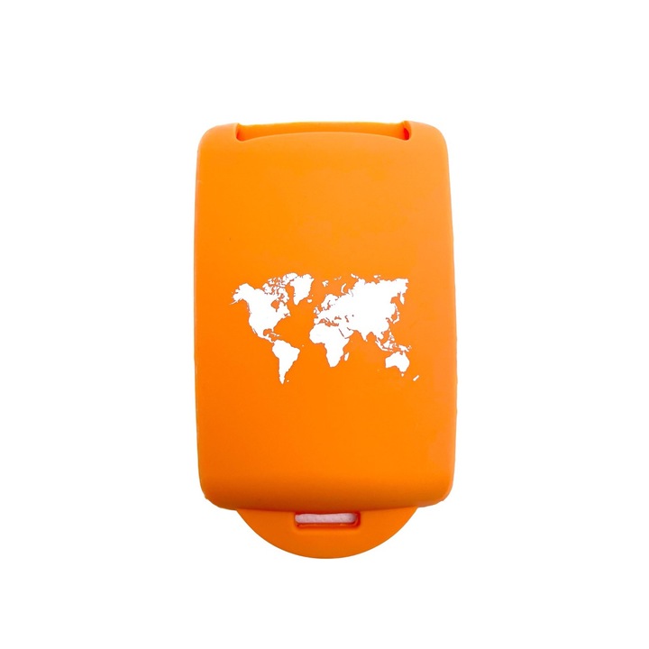 Husa cheie keyless AUTOTOB®, model harta, Renault Clio V, Megane IV, Talisman, Kadjar, Zoe, Dacia Duster, Logan 3, Sandero 3, portocaliu