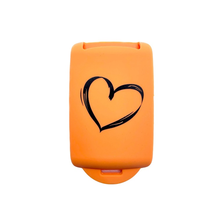 Husa cheie keyless AUTOTOB®, model inima, Renault Clio V, Megane IV, Talisman, Kadjar, Zoe, Dacia Duster, Logan 3, Sandero 3, portocaliu