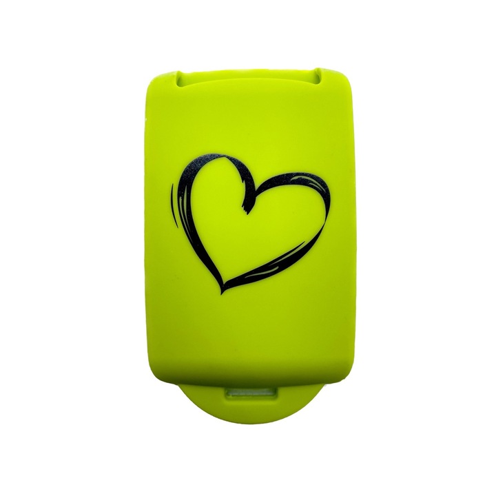 Husa cheie keyless AUTOTOB®, model inima, Renault Clio V, Megane IV, Talisman, Kadjar, Zoe, Dacia Duster, Logan 3, Sandero 3, verde